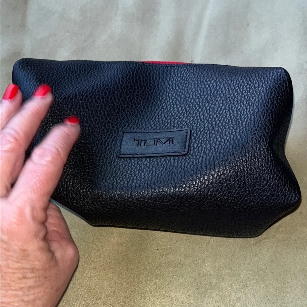 TUMI Textured Black Faux Leather toiletrie / travel bag